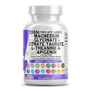 Capsules <span class=keywords><strong>de</strong></span> complexe <span class=keywords><strong>de</strong></span> magnésium OEM avec glycinate, citrate, malate, oxyde, taurate, aspartate, <span class=keywords><strong>orotate</strong></span> et chlorure <span class=keywords><strong>de</strong></span> magnésium et <span class=keywords><strong>de</strong></span> <span class=keywords><strong>zinc</strong></span> - Product Image 1