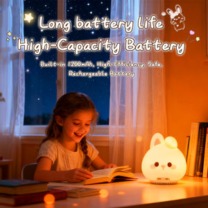 Беспроводная колонка-ночник в виде кролика для детей, милый светодиодный ночник с 3 уровнями яркости, силиконовый ночник для прикроватной тумбочки, беспроводная колонка - Product Image 5