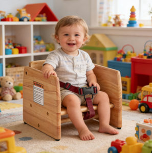 Chaise en bois pour tout-petits, siège <span class=keywords><strong>rehausseur</strong></span> portable avec harnais de sécurité, pour chaise de salle à manger - Product Image 2
