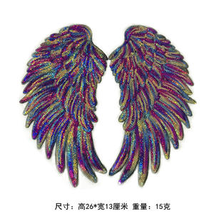Patch Ricamate <span class=keywords><strong>con</strong></span> Paillettes a Forma di Ali d'Angelo all'Ingrosso, Disponibili in Nero, Rosso, Oro e <span class=keywords><strong>Argento</strong></span> - Product Image 5