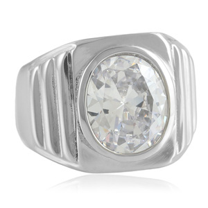 European American Style <b>Titanium</b> Steel Green Gemstone <b>Ring</b> Geometric Bezel Setting Women's Fashion Jewelry Gift 210178 - Product Image 5