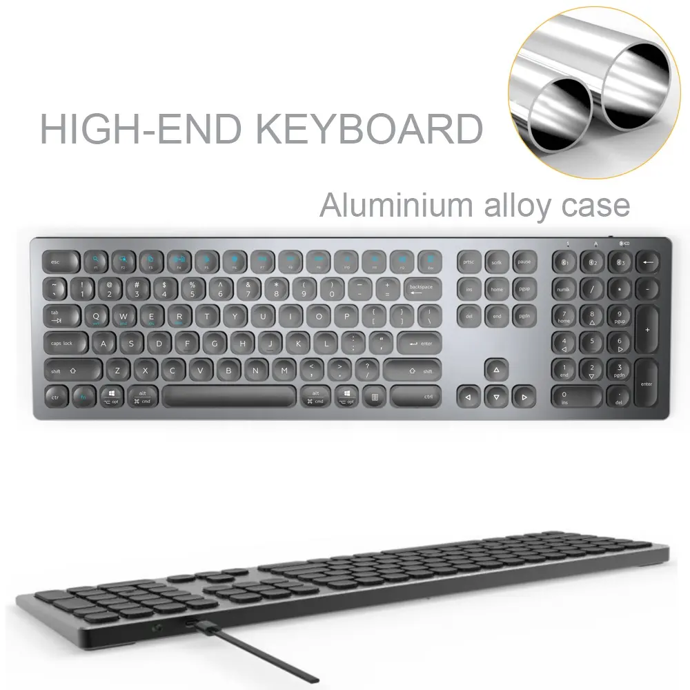 Casing Aloi Aluminium Nirkabel Keyboard Nirkabel BT Universal Digunakan untuk Android Windows IOS Tablet dan PC Keyboard Logam Komputer