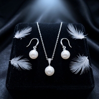 Ensemble de bijoux minimalistes en perles, collier avec pendentif en CZ, ensemble de bijoux de mariage pour femmes, ensemble de bijoux de mariée