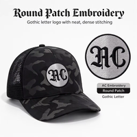 Casquette Trucker Rétro Camouflage 6 Panneaux en Cuir Personnalisé de Qualité Supérieure avec Logo Brodé et Filet Respirant