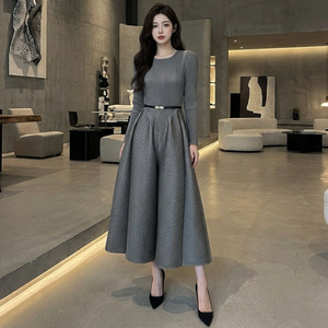 Robe plissée Miyake de haute qualité, 20 ans d'expérience d'usine, manches longues, taille haute, coupe trapèze, élégante, vintage, vêtements pour femmes - Product Image 2