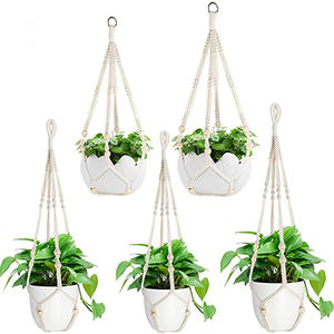 Appendiabiti per piante Macrame cesto per fioriera da parete per interni supporto per vaso da fiori decorativo 5 ganci appendiabiti per piante Macrame - Product Image 2