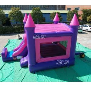Château gonflable rose et violet avec toboggan, structure de saut combinée pour enfants, idéal pour la <span class=keywords><strong>location</strong></span> de fêtes - Product Image 2