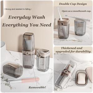 <b>Toothbrush</b> <b>Holder</b> Travel <b>Toothbrush</b> Transparent Case Toothpaste <b>Toothbrush</b> Storage Containers Portable Mouthwash Cup Carrier - Product Image 3