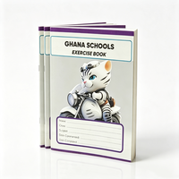 Carnet d'exercices Ghana personnalisé avec logo, formats A1, D1, G, A2, couverture en carton ivoire, reliure agrafée avec impression UV et CMJN, journal
