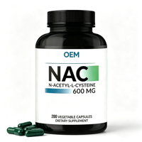NAC N-acétyl-L-cystéine 600 mg 200 capsules végétales Complément alimentaire