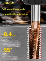 Fraise à filetage à une seule dent en acier au tungstène, outil CNC pour acier et aluminium avec revêtement nano, en acier au tungstène massif