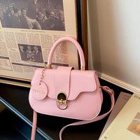 Sac rétro pour femme ; Sac carré élégant et tendance de couleur unie, nouveau sac à boucle avec surpiqûres
