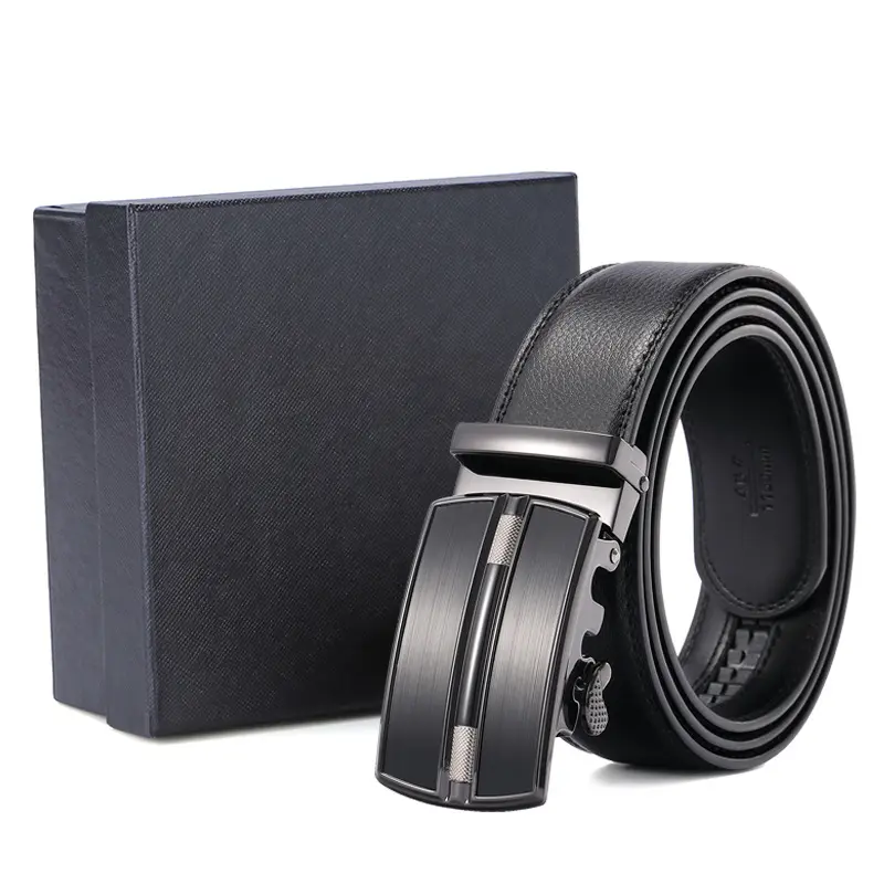 High Quality Strap Male Metal Automatic Buckle Genuine Luxury Leather Belts with Custom Logo