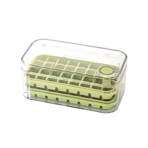 New Products plastic Ice Cube Tray With Lid And Bin Square Ice Cubes Molds With Storage Box Ice Maker Trays For Freezer