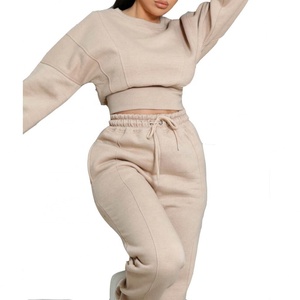 Plus Size Women Ladies Long Sleeves Two Piece Outfits <b>Joggers</b> Sweatshirts Pants Set 2 Piece Sets Crop Top Set - Product Image 6