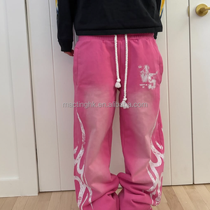 กางเกงจ็อกกิ้งลำลองผ้าฝ้ายหนานุ่มพิเศษ 100% ปิดเชือกผูกเอว พิมพ์ลายซิลค์สกรีน - Product Image 1