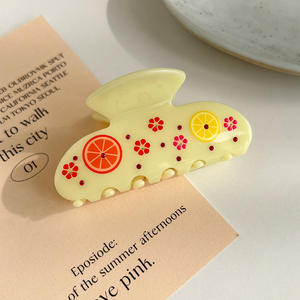 Kinling กิ๊บหนีบ<span class=keywords><strong>ผม</strong></span>อะซิเตทประดับเพชรขนาดกลางสีดำสุด<span class=keywords><strong>เท่</strong></span>ห์สีเหลืองมะนาวหวาน - Product Image 6