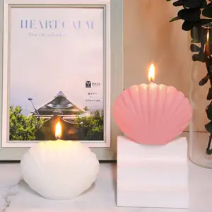 UO lilin wangi bentuk kerang 150G, lilin dekorasi lilin kedelai Aroma buatan tangan untuk alat peraga foto meja hadiah ulang tahun