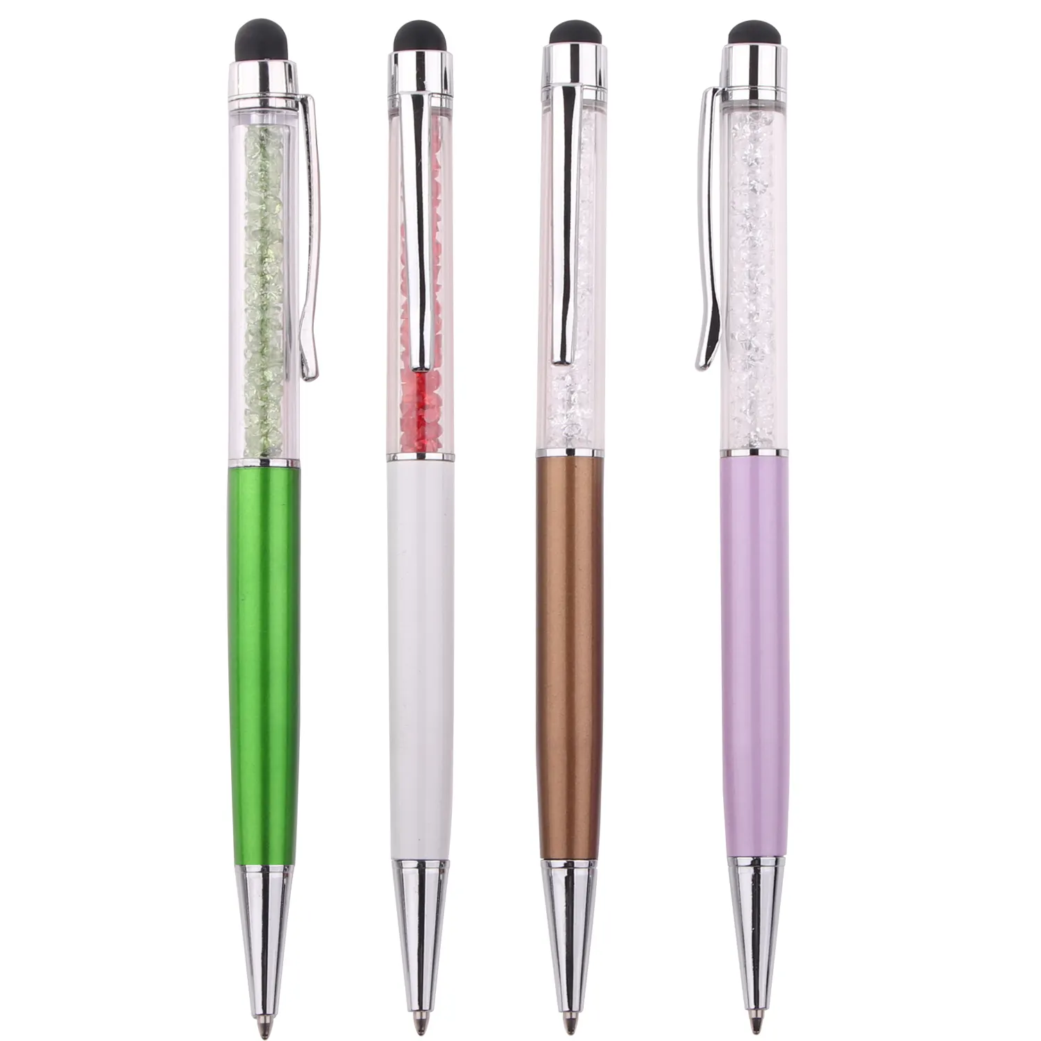 קידום מכירות יהלומי קריסטל עט מותאם אישית לוגו מודפס עם stylus מגע פעיל stylus עט