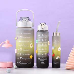 Meilleures ventes 2026, Ensemble de 3 bouteilles de 500 ml, 700 ml et 2000 ml, Bouteille d'eau en plastique motivante avec logo personnalisé - Product Image 3