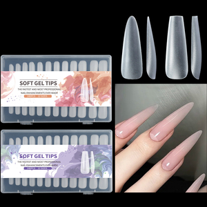 240pcs Extra <span class=keywords><strong>Long</strong></span> Frosted Nail Capsules Couverture Complète Stiletto Coffin Français Faux Faux Soak Off Gel Nail Tips Acrylique Press on - Product Image 1