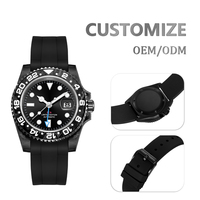 Montre automatique japonaise pour hommes, boîtier en fibre de carbone de 40mm, aiguilles lumineuses, bracelet en caoutchouc étanche 5BAR