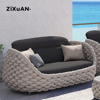 Ensemble de meubles de salon de jardin en rotin pour patio, villa, balcon, avec table basse, résistant à l'eau et aux rayons du soleil
