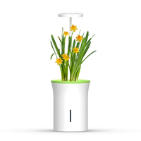 Système hydroponique intelligent Pot de fleurs automatique créatif Pot de fleurs paresseux à arrosage automatique Pot de fleurs rond en plastique blanc