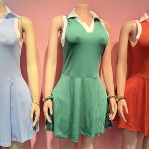 <span class=keywords><strong>Vestido</strong></span> Deportivo Corto sin Mangas con Cierre y Solapa en Color Contrastante 2026, Antiexposición, para Mujer - Product Image 2