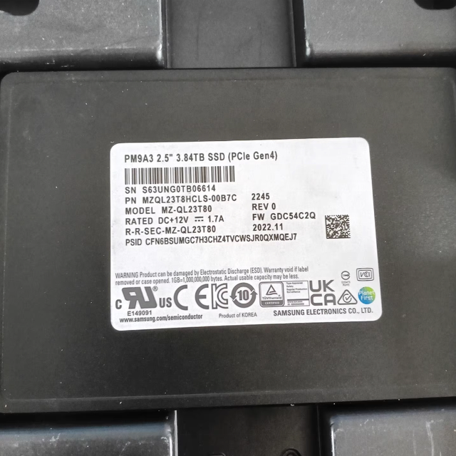Enterprise Internal Server SSD PM9A3 3.84TB MZQL23T8HCLS Datacenter Grade NVMe PCIe4.0 Metal High Durability