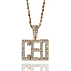 Collares gruesos con inicial de diamante personalizada para mujer, colgante de letra con piedra de circón, joyería de Hip Hop