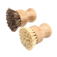 Mini brosse à récurer en bambou écologique Vegan Sisal Soies Pot en bois de bambou Brosse à laver la vaisselle de cuisine