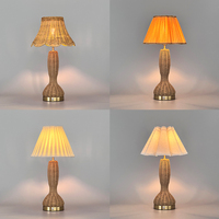 Lampe de table en bambou LED moderne, flexible, sans fil, à commande tactile, à intensité variable, avec batterie rechargeable 5000 mAh, lampe en rotin