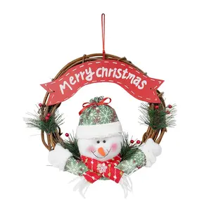 2024 New Custom Trending Products New Arrivals Top Sale Gift Box Decoration Wooden Doll Christmas Wreaths With Dry Branches