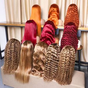 99J Perruque Body Wave HD Lace Frontal Pre Pluck Perruque péruvienne rouge bordeaux Lace Front Perruques <span class=keywords><strong>cheveux</strong></span> humains transparentes colorées - Product Image 6