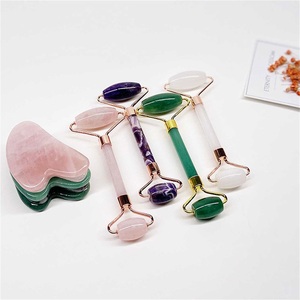 Custom 100% Natural Facial Massage Roller Rose Quartz Face Jade Roller <strong>Gua</strong> <strong>Sha</strong> <strong>Set</strong> with Box - Product Image 2