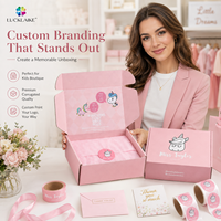 Boîte d'emballage cadeau personnalisée pour enfants, boîte à courrier en carton ondulé rose avec logo pour les accessoires de boutique, les vêtements et les marques de commerce électronique