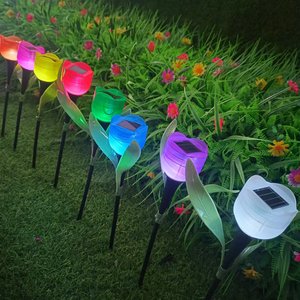 Lámpara Solar LED con Forma de Tulipán para Jardín, Decorativa, Resistente al Agua, de Plástico ABS, Iluminación para Césped, 6-12 Horas de Funcionamiento Continuo - Product Image 6