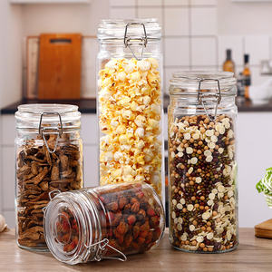 Eco-friendly Airtight Preserving Sealed Nut Containers Clamp Candy Glass Jar containers for food Storage With Clip Lid