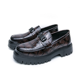 2025 nuevas Ideas, zapatos de vestir para hombre, mocasines sin cordones, zapatos de negocios informales, zapatos italianos gruesos con suela de rejilla en blanco y negro - Product Image 5