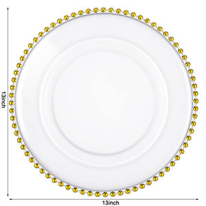 Assiette de présentation ronde transparente de 13 pouces de style européen avec bord perlé pour mariages, assiettes rigides pour fruits et collations - Product Image 2