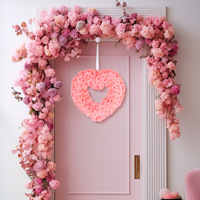 Karangan Bunga Berbentuk Hati untuk Hari Valentine, Hiasan Pintu, Lamaran Pernikahan, Dekorasi Pesta, Model Plastik Berkualitas Tinggi