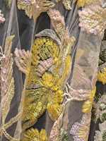 Tissu en dentelle française de luxe élégant, couleur jaune, broderie africaine, tulle, sequins superposés multicolores, pour vêtements de mariage