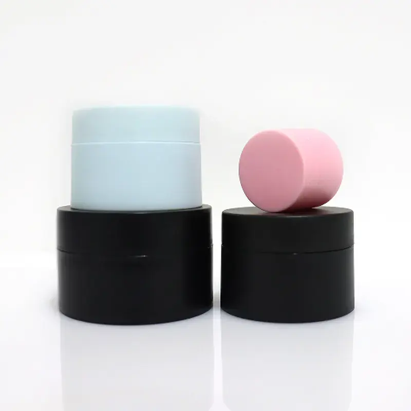 Hot sale Round Pink Blue Plastic Cosmetic Pot Containers 10g 1oz 4oz PP White Black Face Cream 50g 100g Jar With Lid