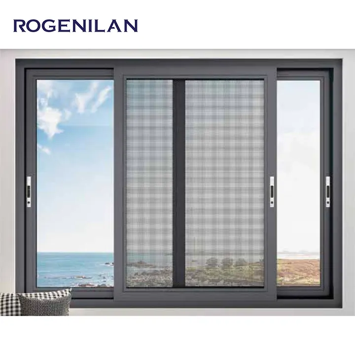 ROGEN ILAN 100 Serie neues Design Bild billig Aluminium doppelt gehärtetes Glas Schiebefenster und Tür Preis