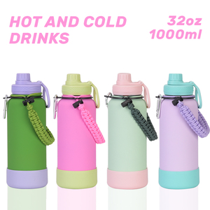 Bouteille isotherme en acier inoxydable de 1 L avec corde à main, bouteille d'eau pour les sports de plein air, gobelet à boire pour l'escalade et la randonnée, sans BPA, gobelet en vente chaude - Product Image 4