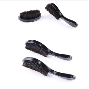 Logo personnalisé brosse à <span class=keywords><strong>barbe</strong></span> en bois courbé brosse à cheveux noire pour hommes LOGO personnalisé en poils de sanglier doux 360 - Product Image 2