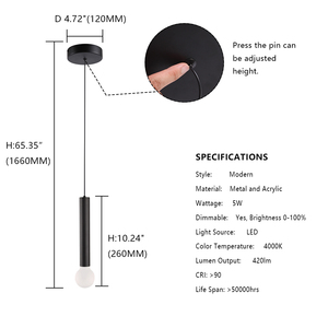 Luminaire suspendu moderne en noir mat LED pour maisons minimalistes - Product Image 5