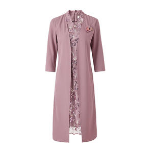 Colección Primavera Verano 2025, Nuevo Vestido Casual de Estilo Occidental Noble, Cuello en V, Manga Larga, Largo hasta la Rodilla, Natural, Lavable - Product Image 5