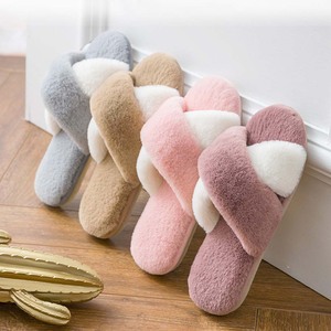 2025 New Winter Open Toe Fur Plush Cross Strap <strong>Slippers</strong> Home Indoor Anti Slip Warm for Women - Product Image 3